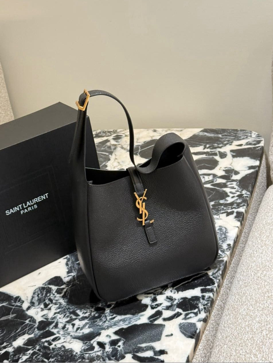 YSL BLACK SHOULDER MONOGRAM ACCENT